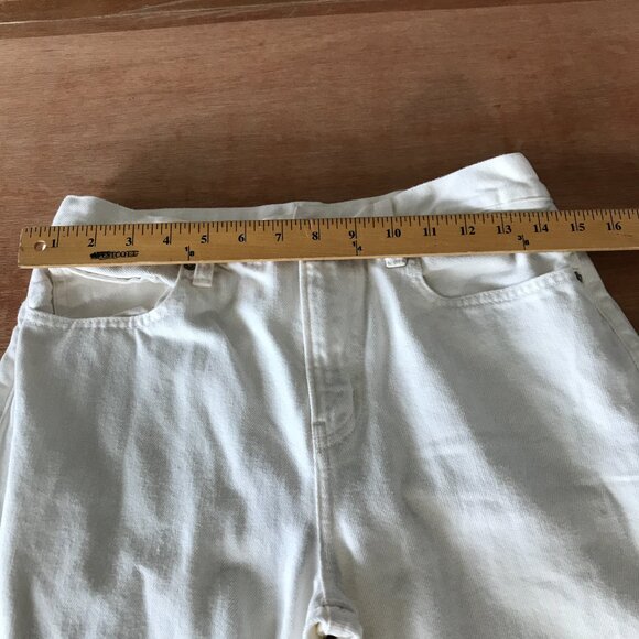 Uniqlo Relaxed Tapered Jeans Women 25 White Mid Rise Kaihara Fabric Stretch - Picture 11 of 12